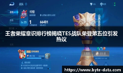 王者荣耀意识排行榜揭晓TES战队荣登第五位引发热议