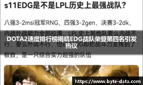 DOTA2速度排行榜揭晓EDG战队荣登第四名引发热议